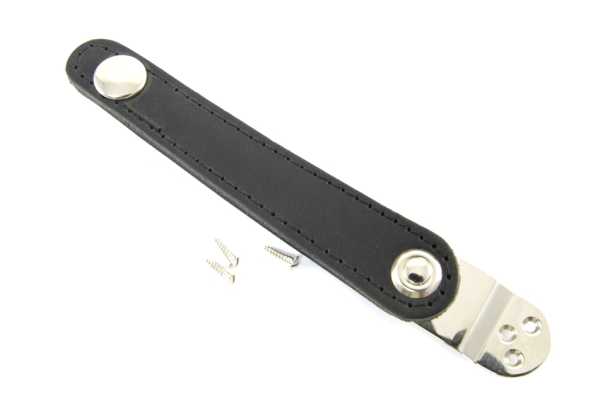 bellow strap black upholstered with attachment plate and screws 