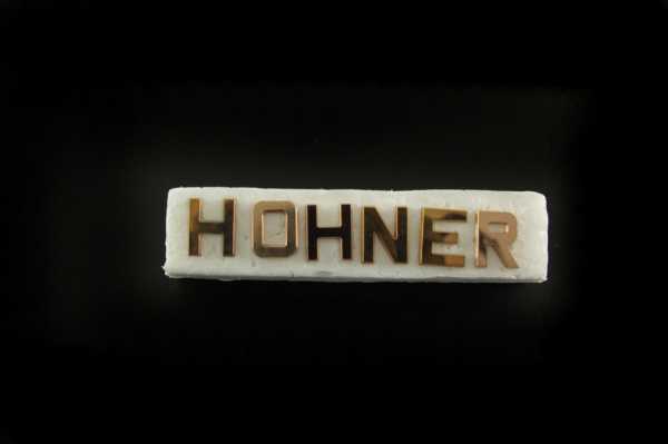 "Hohner" stroke singles letters 15x12 mm copper gold 